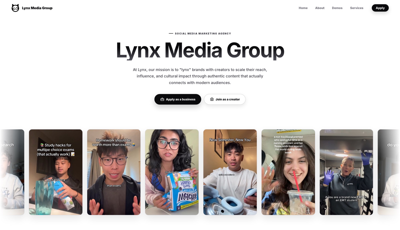 Lynx Media Group homepage